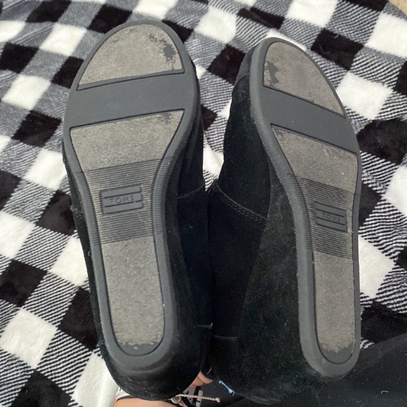 Toms black suede lace up ankle boots wedge bootie - Picture 4 of 5